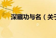 深藏功與名（關(guān)于深藏功與名的介紹）