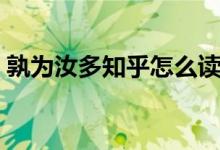 孰為汝多知乎怎么讀（孰為汝多知乎的意思）