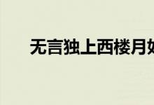 無(wú)言獨(dú)上西樓月如鉤（無(wú)言獨(dú)上西樓）