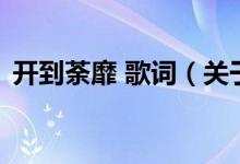 開到荼靡 歌詞（關(guān)于開到荼靡 歌詞的介紹）