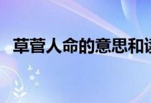 草菅人命的意思和讀音（草菅人命的意思）