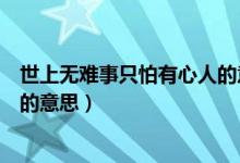 世上無難事只怕有心人的意思解釋（世上無難事只怕有心人的意思）