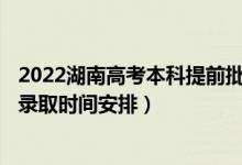 2022湖南高考本科提前批征集志愿錄取時間從哪天到哪天（錄取時間安排）
