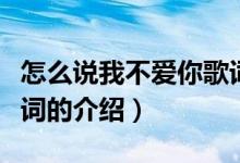 怎么說我不愛你歌詞（關(guān)于怎么說我不愛你歌詞的介紹）