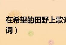 在希望的田野上歌詞作者（在希望的田野上歌詞）