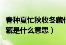 春種夏忙秋收冬藏什么意思（春生夏長(zhǎng)秋收冬藏是什么意思）