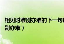 相見(jiàn)時(shí)難別亦難的下一句是什么（別時(shí)容易見(jiàn)時(shí)難 相見(jiàn)時(shí)難別亦難）