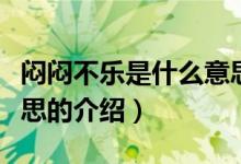 悶悶不樂(lè)是什么意思（關(guān)于悶悶不樂(lè)是什么意思的介紹）
