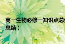 高一生物必修一知識點(diǎn)總結(jié)第一章（高一生物必修一知識點(diǎn)總結(jié)）