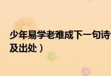 少年易學(xué)老難成下一句詩(shī)句是什么（少年易學(xué)老難成下一句及出處）