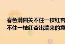 春色滿園關(guān)不住一枝紅杏出墻來(lái)是什么意思?（滿園春色關(guān)不住一枝紅杏出墻來(lái)的意思）