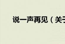 說(shuō)一聲再見(jiàn)（關(guān)于說(shuō)一聲再見(jiàn)的介紹）