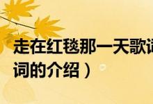 走在紅毯那一天歌詞（關(guān)于走在紅毯那一天歌詞的介紹）