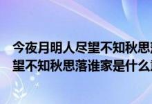 今夜月明人盡望不知秋思落誰家是什么習俗（今夜月明人盡望不知秋思落誰家是什么意思）